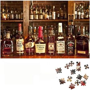 Large Jigsaw Puzzles for Adults Kids 1000 Pieces Hand Made Intellectual Puzzles Personalized Gift DIY Toys Puzzles for Relaxation,Meditation,Home Decoration 27.6x19.7 Inches (Whisky)