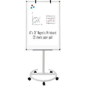 Adjustable Magnetic Mobile Dry Erase Board - 36x24 inches Portable Whiteboard Stand with Easel, Included 25 Sheet Paper Pad Vertical whiteboard (White Frame) (36''x24'' White)