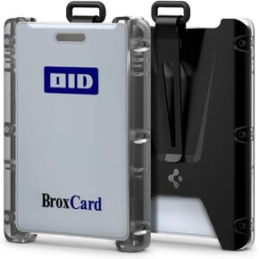 Spigen Life ID Badge Holder Card Wallet with Polycarbonate Clip Durable 4-Card Secure ID Badge Holder - Black