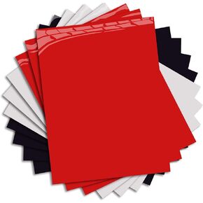 MiPremium PU Heat Transfer Vinyl HTV, Iron On Vinyl Starter Pack, Combo Bundle Kit of White Black & Red Colors for T Shirts & Other Fabrics, Easy to Cut & Press HTV Vinyl (Black White & RED)