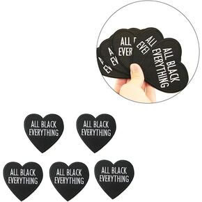 Acxico 5Pcs All Black Everything Heart Patch Iron-On/Sew-On Embroidered Goth Alt Punk