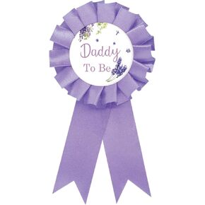 Lavender Daddy to Be Tinplate Badge Pin, Floral Dad to Be Pin for Men, Flower Gender Reveal Brooch Button Pin, Purple Rosette Daddy to Be Button for Baby Shower/Newborn Baby Party Celebration