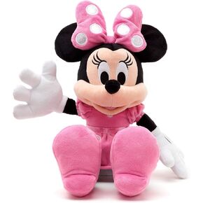 Disney Store Official Minnie Mouse Plush, Pink, 18 Inches, Mickey and Friends, Iconic Cuddly Toy Character in Pink Polka Dot Dress and Bow with Embroidered Features, for All Ages, Toy Figure
