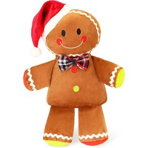 Gingerbread Man Plush Christmas Toy, Soft Gingerbread Cookie Doll for Kids, Large Gingy Stuffed Christmas Decoration for Holiday Home Decor, Birthday Gift for Boys and Girls