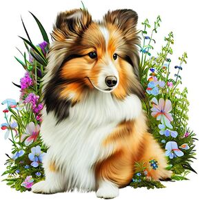 Stalente Diamond Painting Kits for Adults Dog, 5D DIY Diamond Art Kits for Beginners Round Full Drill Diamond Painting for Home Wall Decoration Gift 12×12inch, Flower Basket