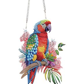 TDFERAN Diamond Painting Pendant DIY Colorful Parrot Diamond Art Decoration Kit Adult Crafts Gem Art Pendant Wall Home Window Decoration Adult Digital Painting Crafts