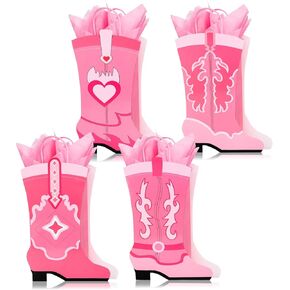 Whaline 16pcs Cowgirl Poot Paper Paper Paps with Honome Valentine Pinent Cowboy Boot Western Kraft Gift Fags Wild West Goodie Candy Lag