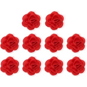 PATIKIL 10Pcs Flower Lace Embroidery Applique, 3D Embroidered Floral Sew on Patch with Organza Applique for Clothing Wedding Dress DIY Clothes Craft, Black