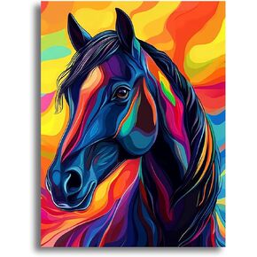 LOMSIOY DIY 5D Diamond Art Kits for Adults, Horses Diamond Painting Kits for Beginner, Animals Diamond Art with Round Full Drill Rhinestone Crafts Gem Arts for Home Wall Decor 12x16 inch