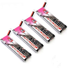 GNB 4pcs 450mAh 1S HV LiPo Battery JST-PH 2.0 3.8V 80C PowerWhoop mCPX Connector for EMAX Tinyhawk 2 Micro FPV Racing Drone (450mAh 1s)