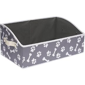 Morezi Linen-cotton blend dog toy basket and dog toy box, dog toy basket storage - Perfect for organizing pet toys, blankets, leashes, chew toys - Bone Paw