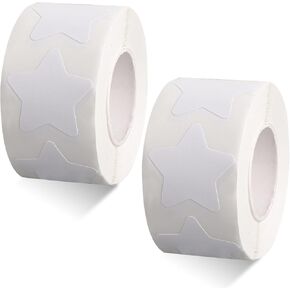 White Star Stickers Roll, 1000 Pcs 1 Inch Self-Adhesive Small Stars Labels Waterproof Removable Star Shape Sticker for Arts and Crafts Teacher Reward Stickers Wall Classroom Star Decals