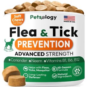 Natural Flea and Tick Chews for Dogs - Soft Oral Treats - All Breeds & Ages - Immune Support Dog Treats - Made in USA