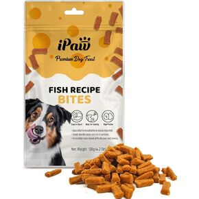 Dog Treats for Puppy Training, All Natural Human Grade Dog Treat, Hypoallergenic, Easy to Digest (Fish and Cheese Bites Bites), 2 Packs