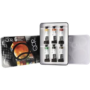 QoR Earth Colors 6 Set by GOLDEN, 6 x 5 ml tubes, Professional Watercolor Paint Set