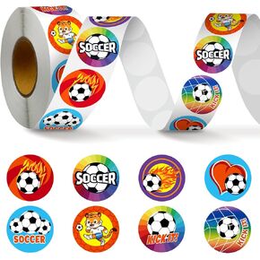 Geyoga 1000 Pcs Soccer Stickers Soccer Party Decorations Sports Ball Stickers Envelope Stickers 1.2 Inch Football Labels for Kids Candy Bag Envelope Seals for Classroom Sports Party Supplies Decals
