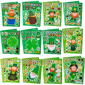 St. Patrick's Day Theme Stickers Shamrock Stickers for Kids Irish Stickers St. Patrick's Day Craft Stickers for Toddlers Teachers Classroom Home Favor Gift Supplies(24 Sheets)