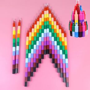 KRIZJUES Stacking Crayons, 12 Colors Stackable Crayons, Colorful Buildable Stack Crayons Bulk Fun Crayons Party Favors for Drawing Office School Supplies (18)