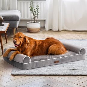 MEWOOFUN Orthopedic Large Dog Bed, Dog Beds Large Sized Dog with Egg Foam, Washable XL Dog Bed Extra Large Dog Bed, Pet Bed with Removable Cover, Waterproof Dog Couch (XL, Grey)