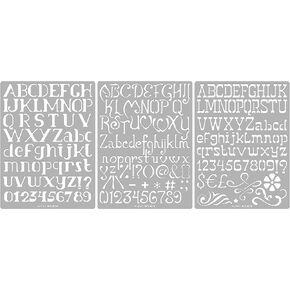 Aleks Melnyk No.45 Pyrography Stencils, Wood Burning 3 PCS Templates, Metal Letters Stencil for Engraving Wood and Patterns, Alphabet and Number, Lettering, Letting, Stainless Steel