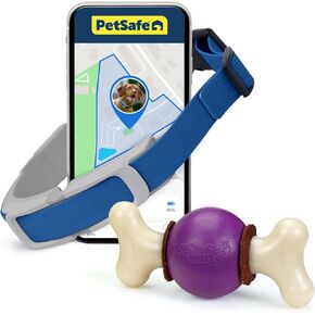 PetSafe Guardian GPS + Tracking Dog Fence Collar – Wireless Dog Fence with Real-Time Tracking – Most Reliable GPS Fence for Yards Over ¾ Acres – Subscription Required – with Medium Busy Buddy Dog Toy