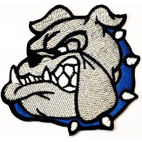 Cartoon Bulldog Patch Embroidered Badge Iron On Sew On Emblem for Jackets Jeans Pants Backpacks Clothes Sticker Arts Bulldog Dog Head Gray Fashion Patches Decorative Repair