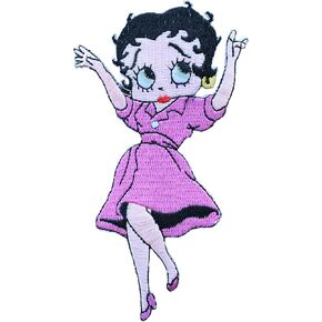 #E05205 Betty BOOP Betty Boop with Pink Dress Embroidery Iron On Applique Patch -2 1/2" by 4 1/2"