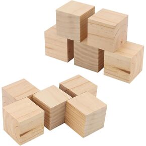 SOUJAP 10 PCS 3 Inch Unfinished Wood Cubes Bulk, Natural Square Wooden Blocks, Small Blank Wood Craft Cubes for Art Making Decorating DIY