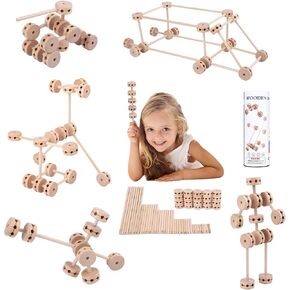 Wooden Building Blocks for Kids Ages 4-8, STEM Preschool Learning Toys for Children, Educational Creative Construction Gift for Boys and Girls, 60 Pcs