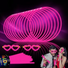 60 Pack 8" Green Glow Sticks Bulk Bright Glow Sticks with 60 Connectors 20 Heart Glasses Glow In The Dark Party Supplies Neon Party Decorations Glow Bracelet Glasses for Party Carnival (Green)