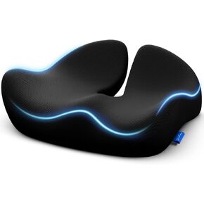 ZIKEE Pioneering Pressure Relief Seat Cushion, Egonomically Curved Office Chair Cushion for Hemorrhoids, Sciatica, Tailbone and Back Pain Relief, Non-Slip Premium Memory Foam Cushion for Car Seat