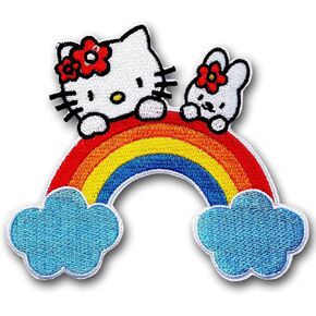 Hello Pretty Rainbow Cute Kitty Cat Patch Embroidered Iron on Cartoon Princes for Dress 3t 5t Jacket Jeans Kero top