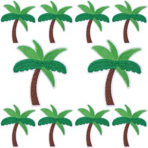 Pagow 10 PCS Green Coconut Tree Iron على بقع ، خياطة على بقع الخياطة المغطاة بالقبول للقبعات والحقائب والسترات والجينز والملابس والفن والزخرفة الحرفية