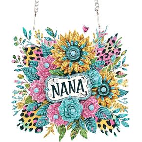 Diamond Art Painting Hanging Pendant, NANA DIY Sunflower 5D Special Shape Crystal Diamond Art Partial Mosaic Making Craft Wreath Ornaments, Large size Home wall decor window decoration Handmade Gift
