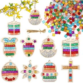 8pcs diy mosaic tiles easter easter kits ، اصنع أنشطة عيد الفصح الخاصة بك الحلي الفنية للبنين الفتيات الأعمار 3 4 5 6 7 8 9 10 12 ، هدايا عيد الفصح للصفوف المنزلية.