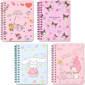 Ohjijinn 4pcs kawaii دفتر ملاحظات ، 5.62 × 4.13 بوصة A6 المجلات اللطيفة الثابتة للهدايا