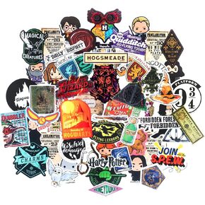 Conquest Journals Harry Potter Variety Vinyl Decals, Set of Unique Decal Stickers, 5 Holograms, Waterproof, UV & Scratch Resistant, Great for Gadgets, Officially Licensed (White Vinyl, 60-Pack)