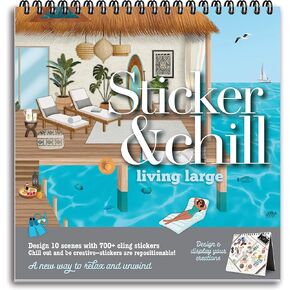 Sticker & Chill Sticker Book for Adults – 700+ Repositionable Colorful Stickers Create Designs on 10 Spiral Bound Scene Pages – Easy, Fun & Stress Relieving Relaxation Activity – Living Large Series