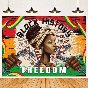 Black History Month Backdrop Banner Decorations, African American Photography Background for School Classroom Bulletin Board Party (5.9×3.6ft)