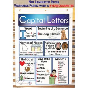 Kristie's Classroom CAPITAL LETTERS Anchor Chart, Printed on FABRIC, (23X35 INCHES)