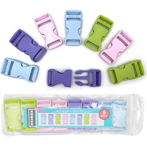 1 Inch Buckles,8pcs Quick Side Release Plastic Buckle 25mm 4 Colors One Side Adjustable Clips Snaps Heavy Duty Replacement for Backpack Nylon Strap Belt Boat Cover Pet Collar Nylon Webbing Belt