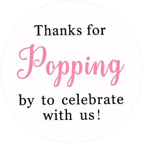 G2PLUS 60PCS Thanks for Popping by Stickers,2" Thanks for Celebrating with Us Stickers Round Sealing Labels for Wedding Baby Shower Birthday Party Supplies (Pink)