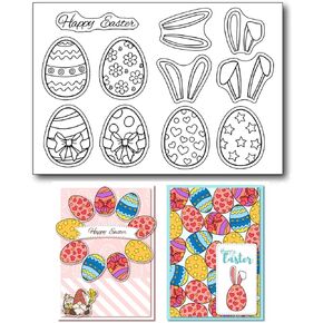 Arbuya Happy Easter Clear Stamps for Card Making Decoration, Easter Eggs with Bunny Ears Silicone Stamps for Scrapbooking Easter Eggs Hunting Rubber Stamps for Journaling Photo Album Decor