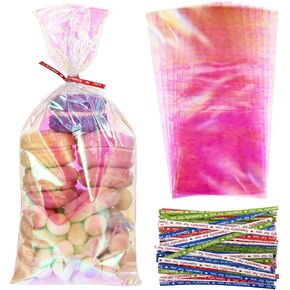 euphhonycs 100pcs أكياس ثلاثية الأبعاد أكياس قزحيال معالجة الأكياس 4 × 9.5 بوصات حقائب جيدة من البلاستي