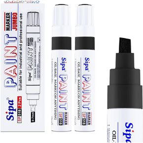 Sipa Jumbo White Paint Markers Pens, 2 Pack Oil Based Chisel Tip Permanent Paint Pens, Quick Drying & Waterproof Paint Markers for Rocks Wood Metal Plastic Canvas Glass Shoes, Gifts for artists, kid