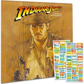 Indiana Jones Movie Calendar 2025 - Deluxe 2025 Indiana Jones Classic Wall Calendar Bundle with Over 100 Calendar Stickers (Dr. Jones Gifts, Office Supplies)