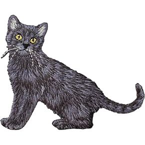 Black Cat, Realistic, Full Body, Pets, Kitten, Embroidered, Iron on Patch
