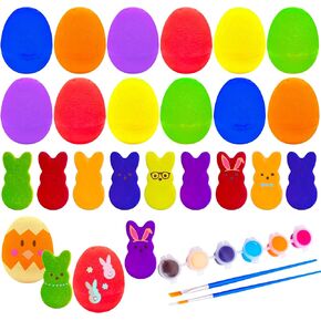 Holydeck 12 Pack Easter Eggs مع ألعاب الأرنب داخل DIY Paint Brush Phullers Easter Egg Fulers for Kids Boys Girls Easter Party Ford
