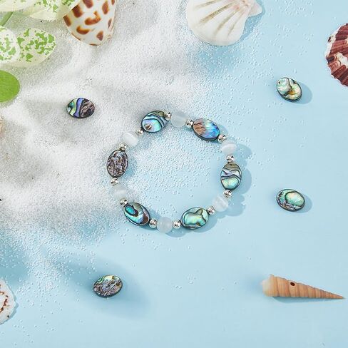 10Pcs Natural Abalone Shell Beads 10mm Heart Shaped Paua Shell Beads Abalone Drop Shell Beads Flat Loose Spacer Beads for Earring Necklace Bracelet Jewelry Making in Kuwait