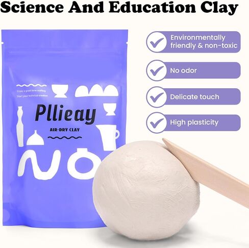 Pllieay Pottery Kit for Adults, Air Dry Clay Kit Pottery Starter Kit for Beginners Pottery Painting Kit Includes Sculpting Tools, Varnish, Paint Brushes, and Instruction in Saudi Arabia